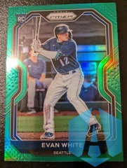 2021 Panini Prizm Evan White  #89 Green Prizm Parallel Rookie Mariners